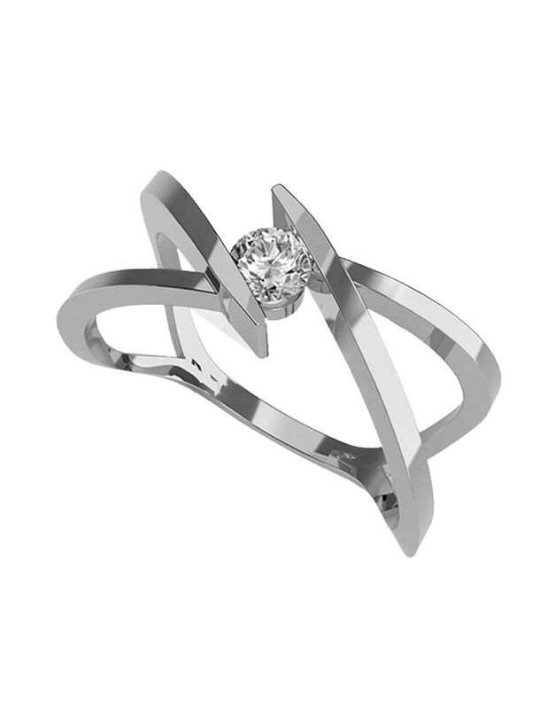 Anillo de Compromiso en Oro Blanco 14K con Circ... image number null