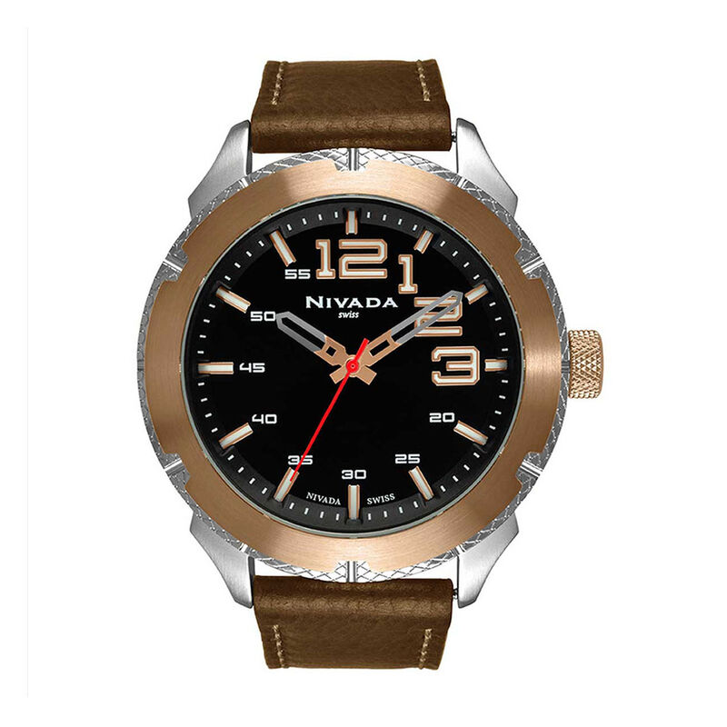 Reloj Nivada Gear Caballero Acero/Piel Negro Ar... image number null