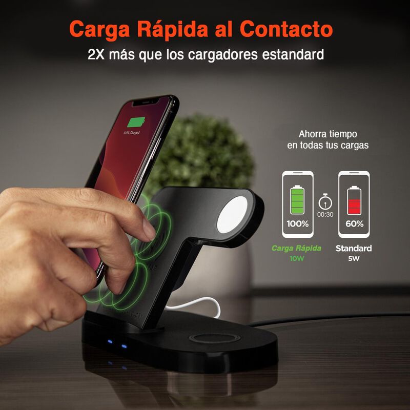Base de Carga HYPERGEAR inal&aacute;mbrica Qi 3en1 par... image number null