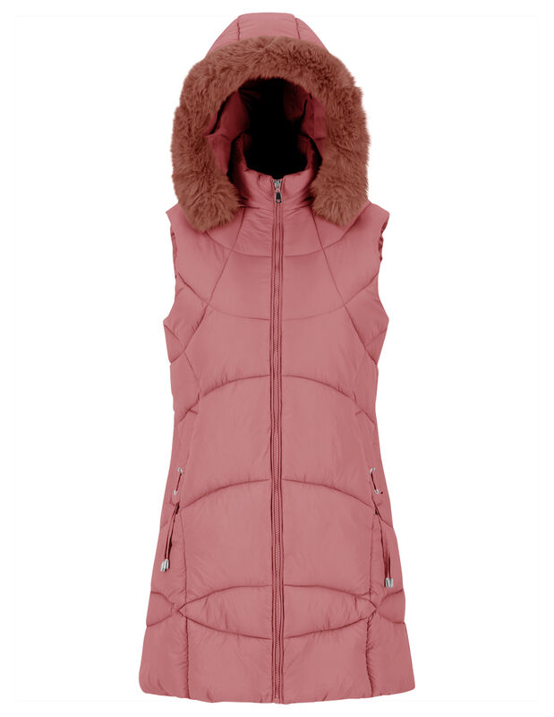 Chaleco Largo Mujer Acolchado Con Capucha Y Pel... image number null