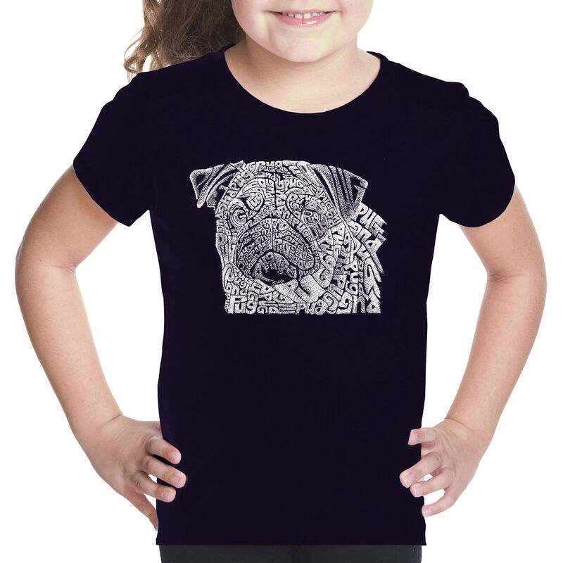 Camiseta Word Art Para Ni&ntilde;a - Cara de Pug - Neg... image number null