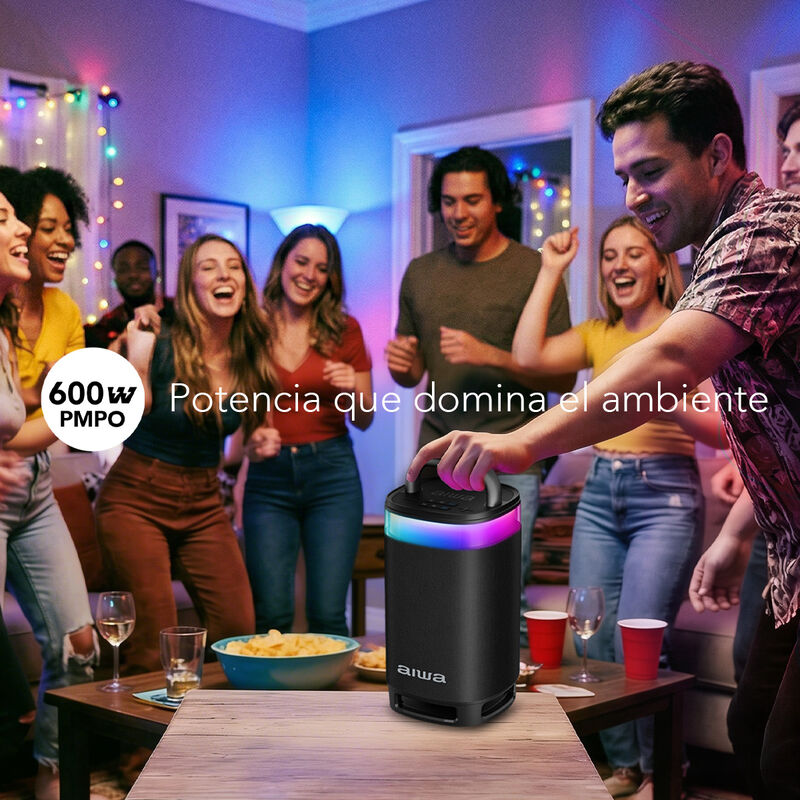 Bocina Port&aacute;til Aiwa Aws68bt Bluetooth Tws Led ... image number null