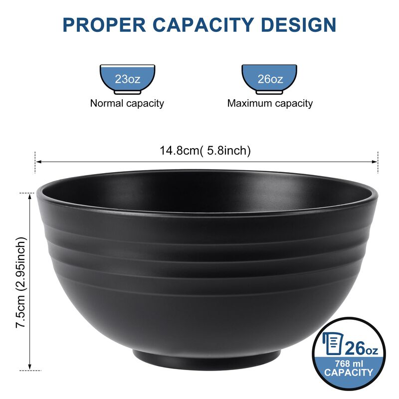 Tazones De Cereal Hotec 739 ml Negro - Pack De ... image number null