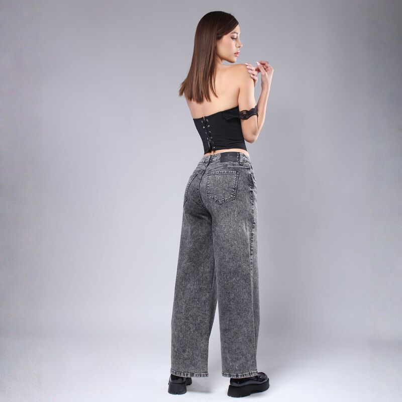 Pantal&oacute;n Savi Negro Wide Leg Tiro Medio Mujer S... image number null
