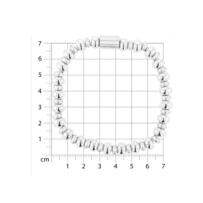 Pulsera De Cuentas De Acero Color Plata Caballe... image number null