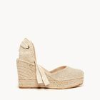 Alpargata de Cu&ntilde;a Alta Cala en Lino Metalizado Dorado