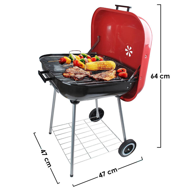 Asador cuadrado 18" Aquila con Ruedas Negro/Roj... image number null