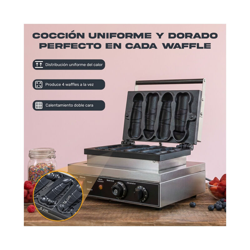 Wafflera Antiadherente Electrica Moldes Figuras... image number null