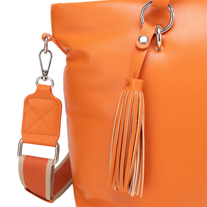 Bolsa Tote Grande Con Tassel Color Naranja image number null