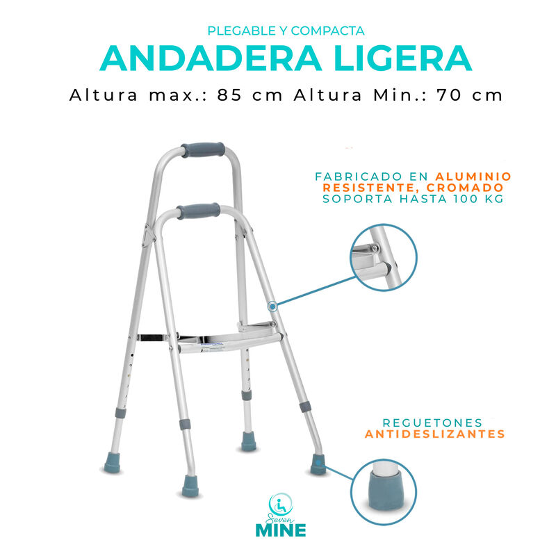 Andadera Lateral Aluminio 1 Mano | Ergon&oacute;mica image number null