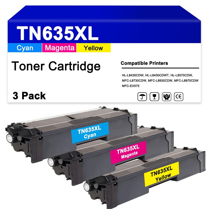 Cartucho De T&oacute;ner Zhinguan Tn635xl Pack De 3 De... image number null