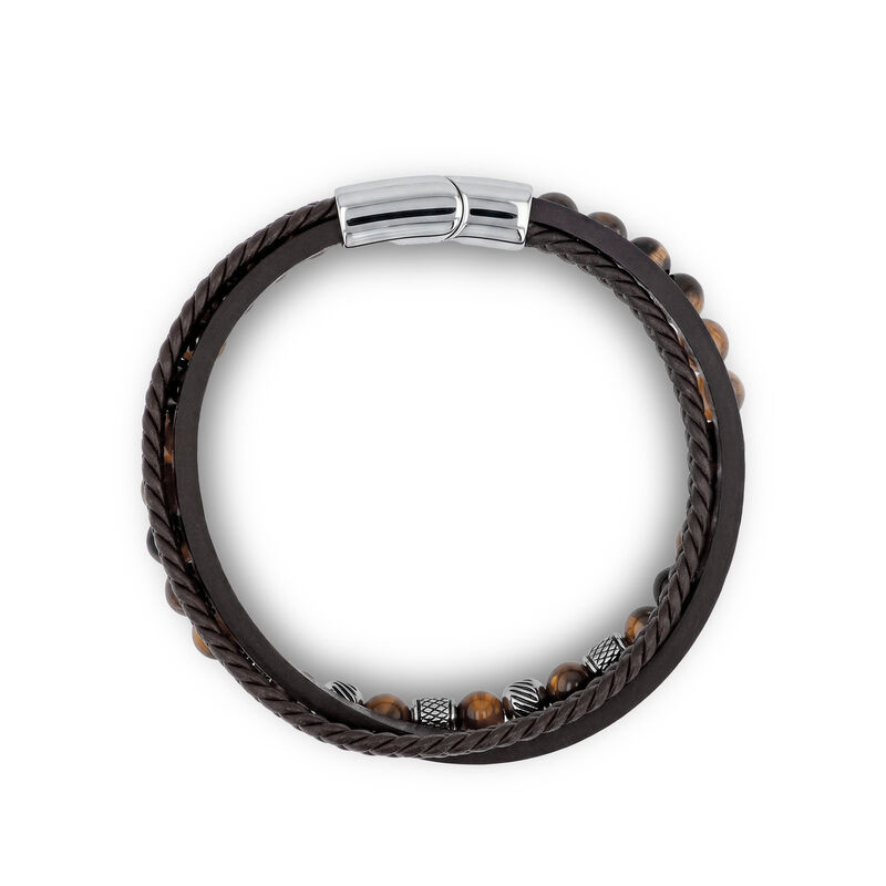 Pulsera De Acero Y Piel En Color Negro Y Cafe Y... image number null