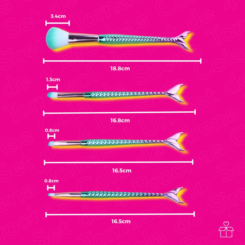 Set de 10 Brochas Sirena Maquillaje De 4pz Rost... image number null