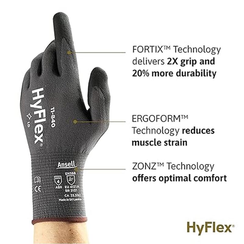 Ansell Hyflex 11-840 Microfoam Guantes con recu... image number null