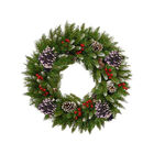 Corona Navide&ntilde;a de pino Artificial con cerezos y pinos Snowy Kyuden Home