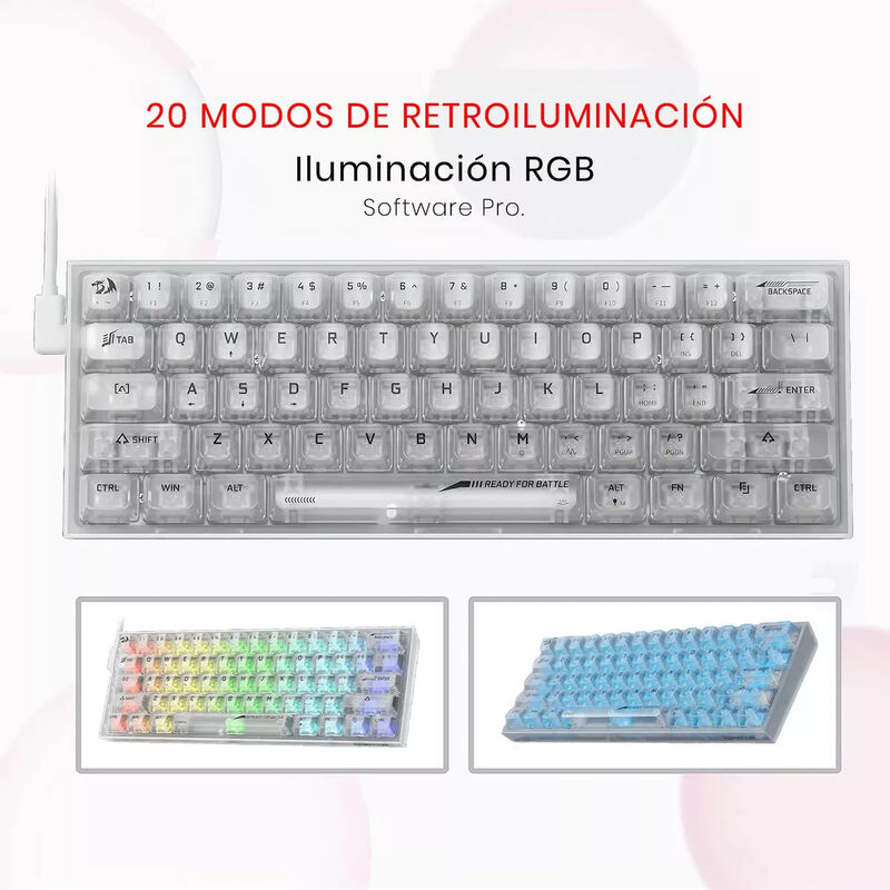 Teclado Gamer Mecánico Transparente con Ilumina... image number null