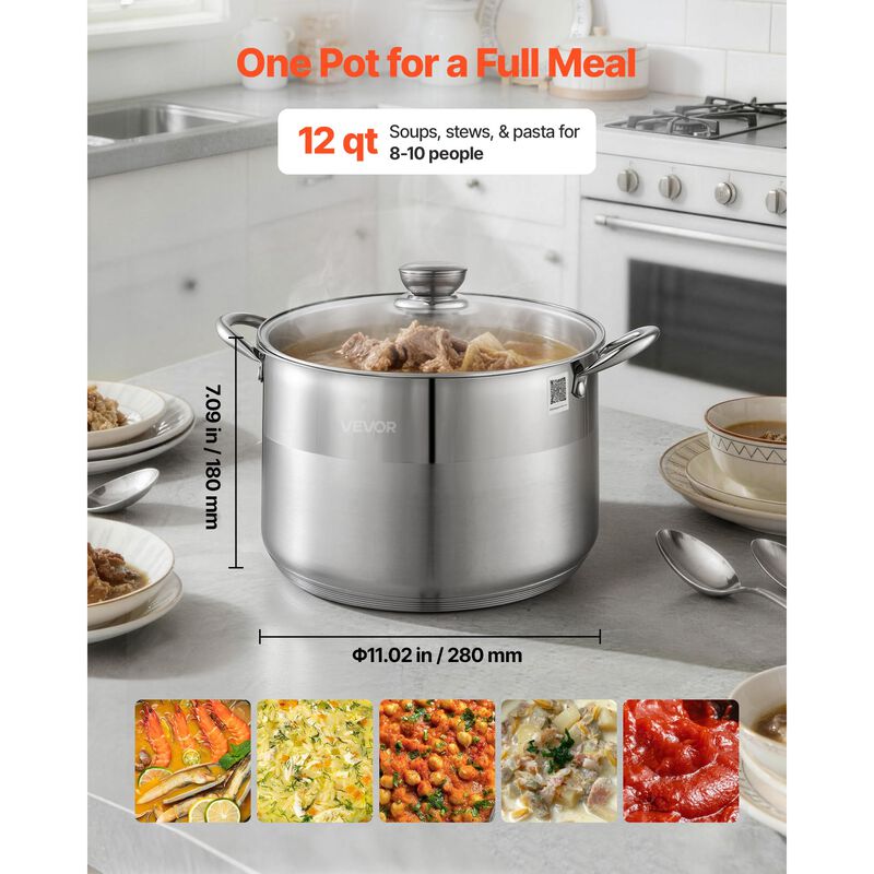 Cacerola Vevor 12 Quarts Acero Inoxidable con T... image number null