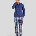 Pijama con Cremallera a Cuadros Marino