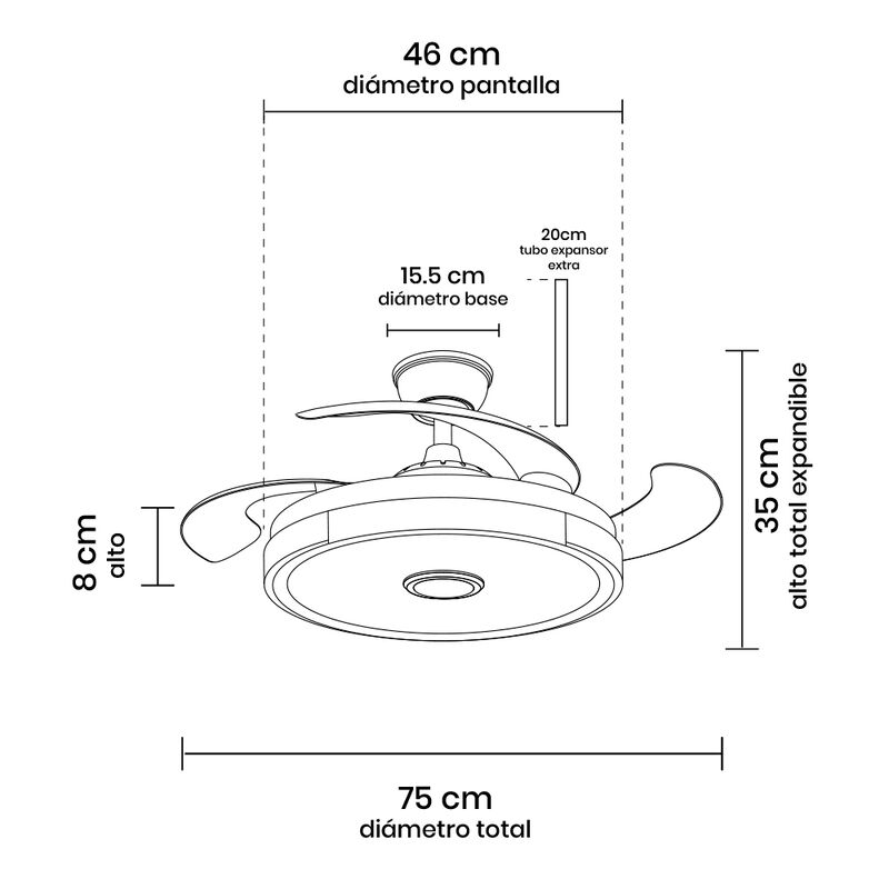 Ventilador de Techo LED Remolino con Bocina Blu... image number null