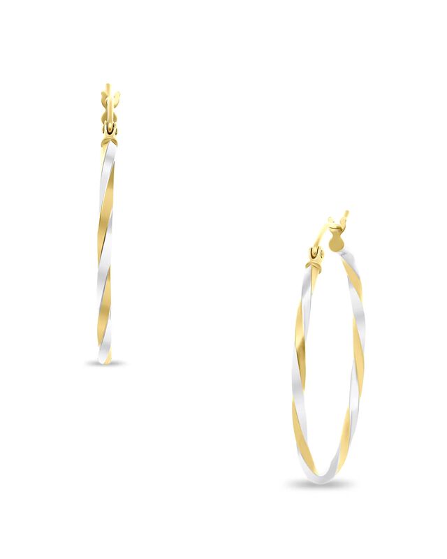 Arracadas De Oro Amarillo Y Blanco 14k (30 Mm) image number null