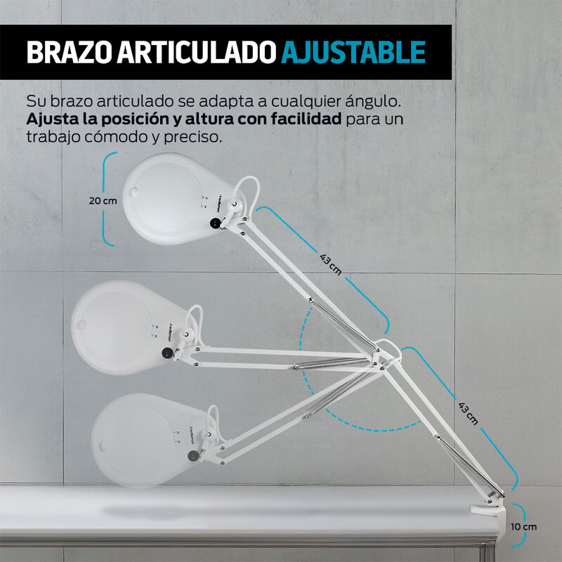 Lupa con Luz LED Aumento 5x Brazo Articulado pa... image number null