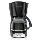 Cafetera Programable de 12 Tazas Hamilton Beach Jarra De Vidrio Negro Y Plateado