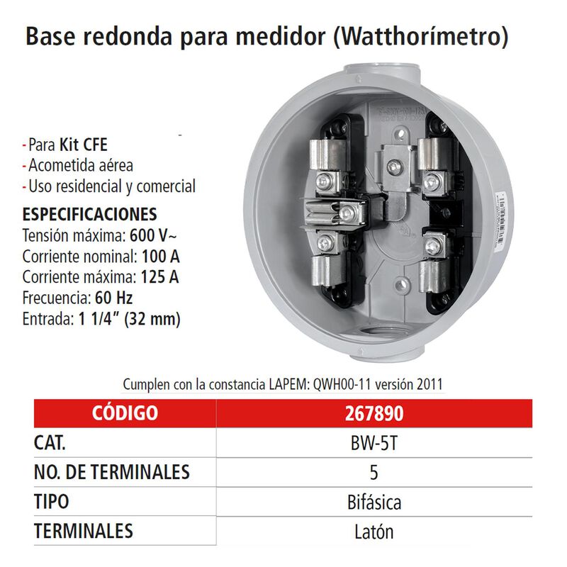 Base Para Medidor 5 Aluminio Espec Iusa image number null