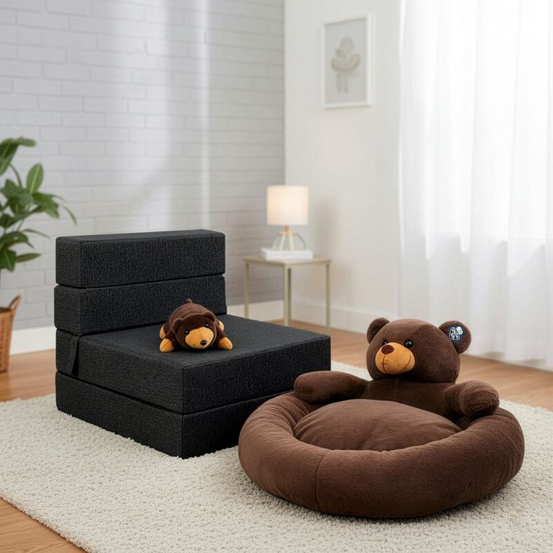 Sill&oacute;n Plegable Individual Negro+ Cama para Per... image number null
