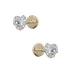 Broqueles De Corazon Oro Amarillo 10k Con Zirconias (5x5mm)