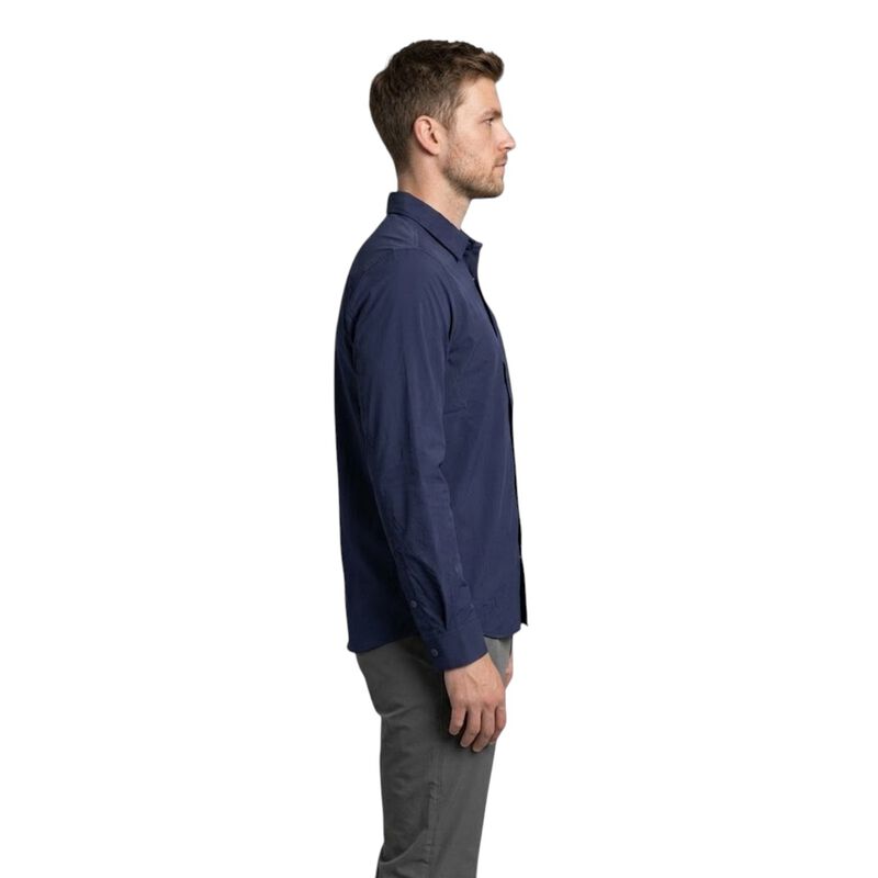 Atlo Camisa Lisa Manga Larga Navy Para Hombre image number null
