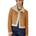Chamarra Mujer Invierno Cuello Interior Aborregado Gamuza Camel Roosevelt