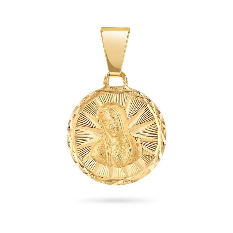 Medalla Circular Oro Amarillo 14K Virgen Busto ... image number null