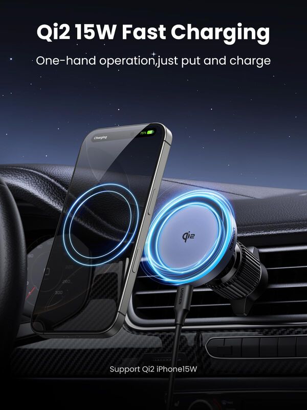 Cargador De Coche Inal&aacute;mbrico Ugreen Qi2 15w De... image number null