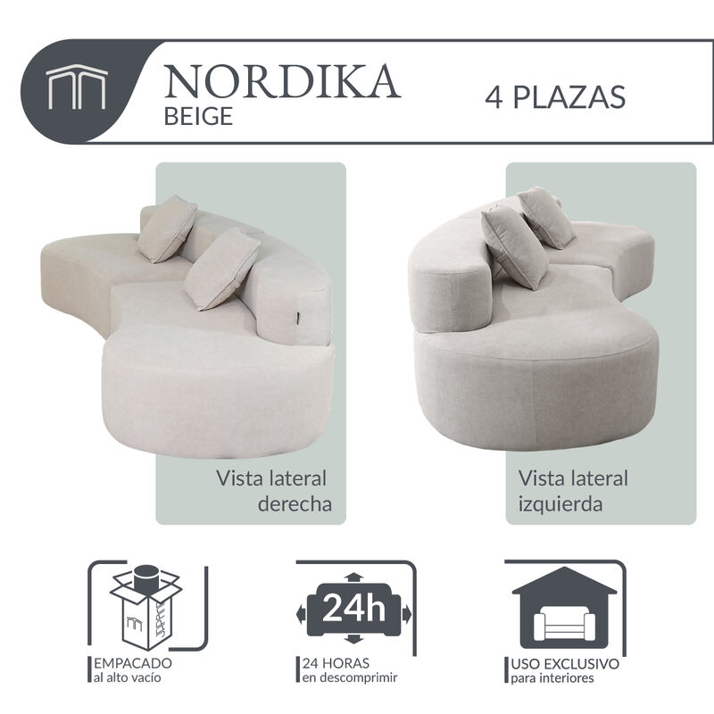 Sof&aacute; Espuma Alta densidad NORDIKA Beige 4 plaza... image number null