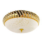 Plaf&oacute;n de Techo MIL LUCES GOLD 002 - Metal Dorado y Vidrio Blanco Opalino