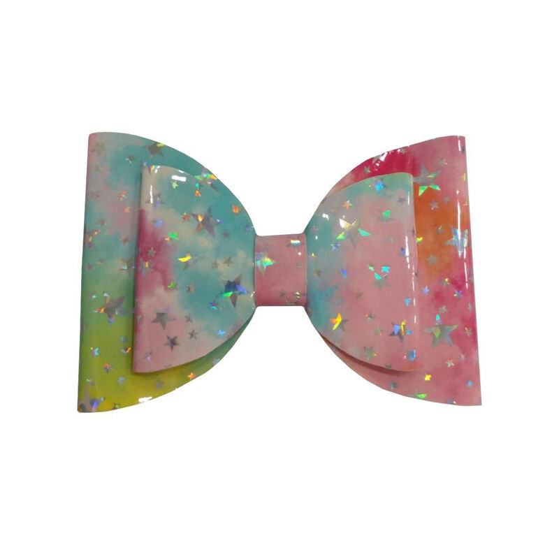 Broche Con Moño Para Cabello Doble Arcoíris image number null