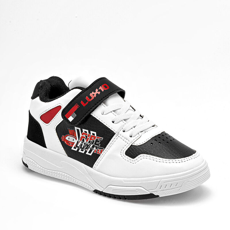 Lux-10 tenis para ni&ntilde;o  blanco negro rojo cod 1... image number null
