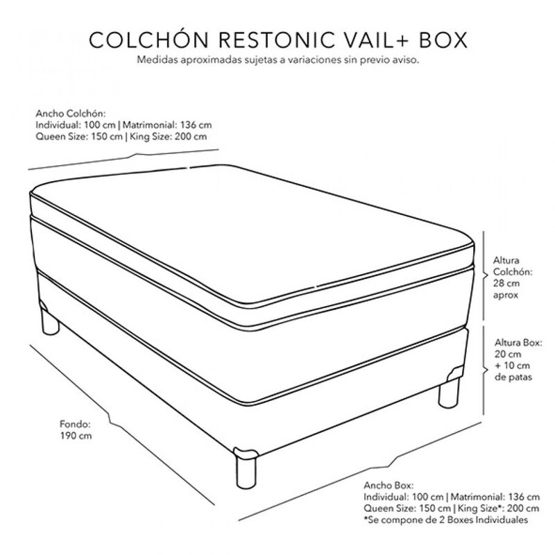 Colchón Individual Restonic Vail+Protector Spri... image number null