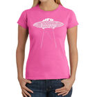 Camiseta Word Art Para Mujer - OVNI Platillo Volador- Rosa