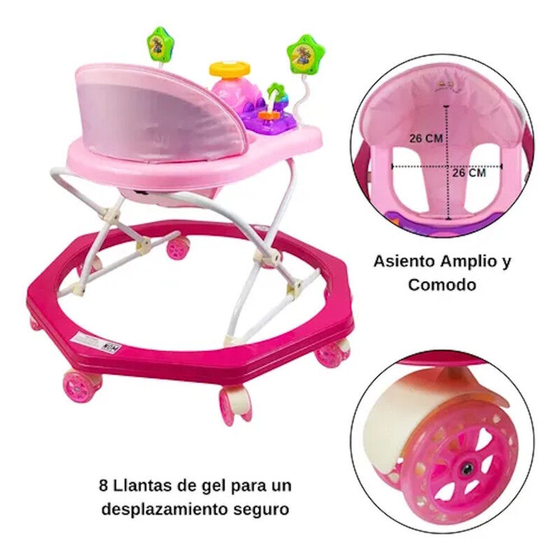 Andadera Beb&eacute; Plegable Rosa Musical Juguetero C... image number null