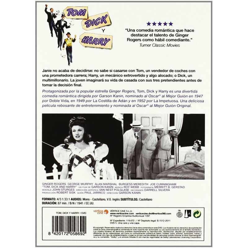 Tom, Dick Y Harry [dvd] (1941) Tom Dick And Har... image number null