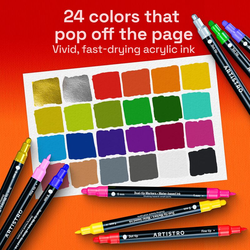 Marcadores De Pintura Artistro 24 Colores Doble... image number null