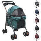 Carriola Para Mascotas Cochecito Para Perros Y Gatos Peque&ntilde;os - Medianos Ligera Y Plegable Con Freno Bandeja Portavasos - Verde
