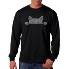 Camiseta De Manga Larga Word Art Para Hombre - Gato Asom&aacute;ndose - Negro
