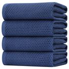 Juego de 4 Toallas Homaxy de Algod&oacute;n 20 x 28 cm Color Azul Marino