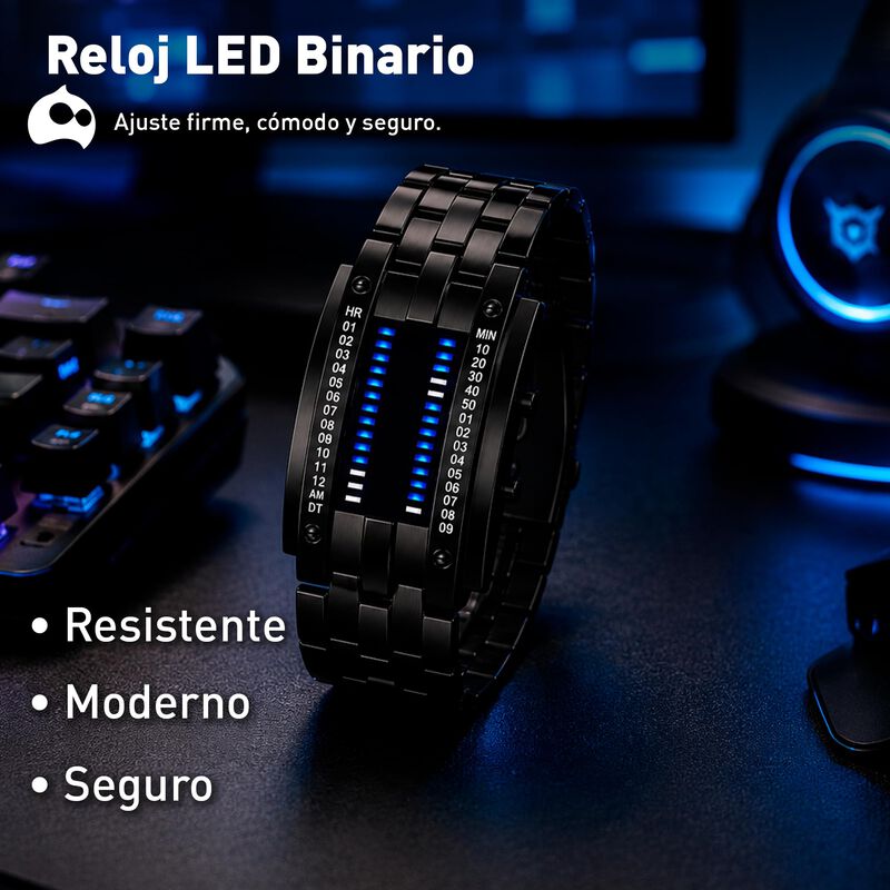 Reloj Led Binario Digital De Cuarzo Impermeable... image number null