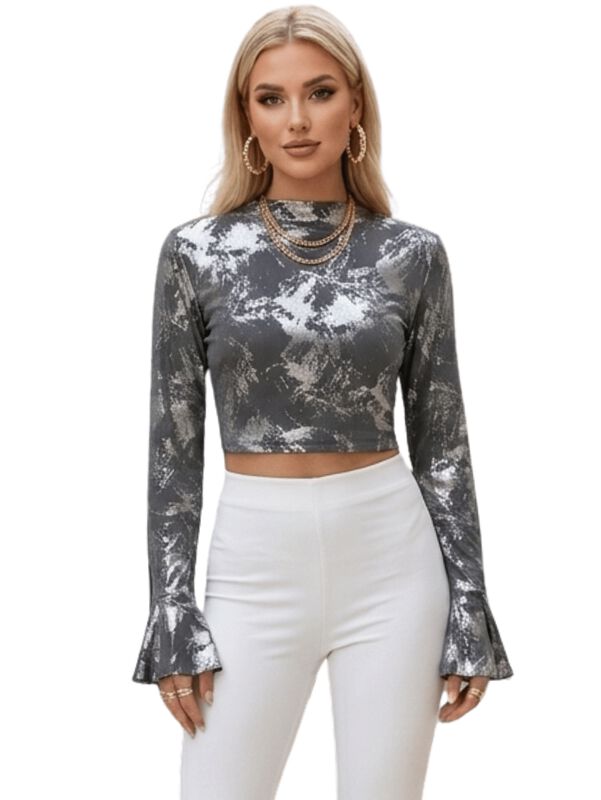 Blusa Brillante De Manga Larga Malabis Bl-1040 ... image number null