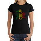 Camiseta Word Art Para Mujer - Le&oacute;n Rasta &middot; One Love- Negro