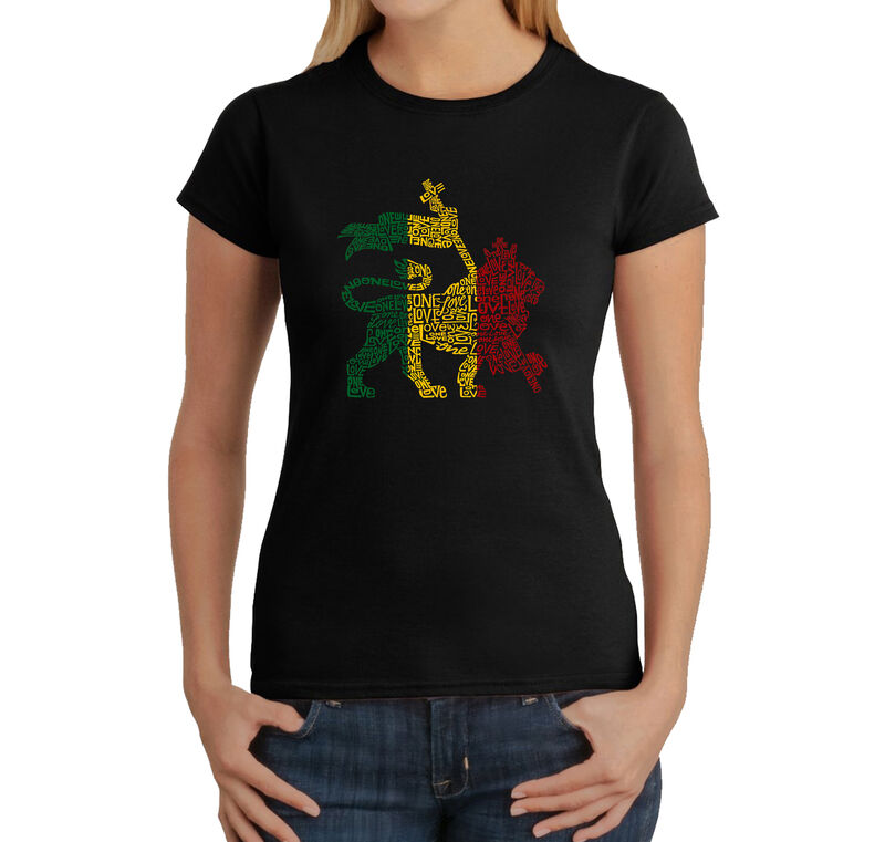 Camiseta Word Art Para Mujer - Le&oacute;n Rasta &middot; One... image number null