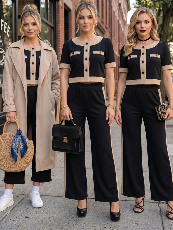 Conjunto 2 Piezas, Blusa Y Pantal&oacute;n Moderno, Co... image number null